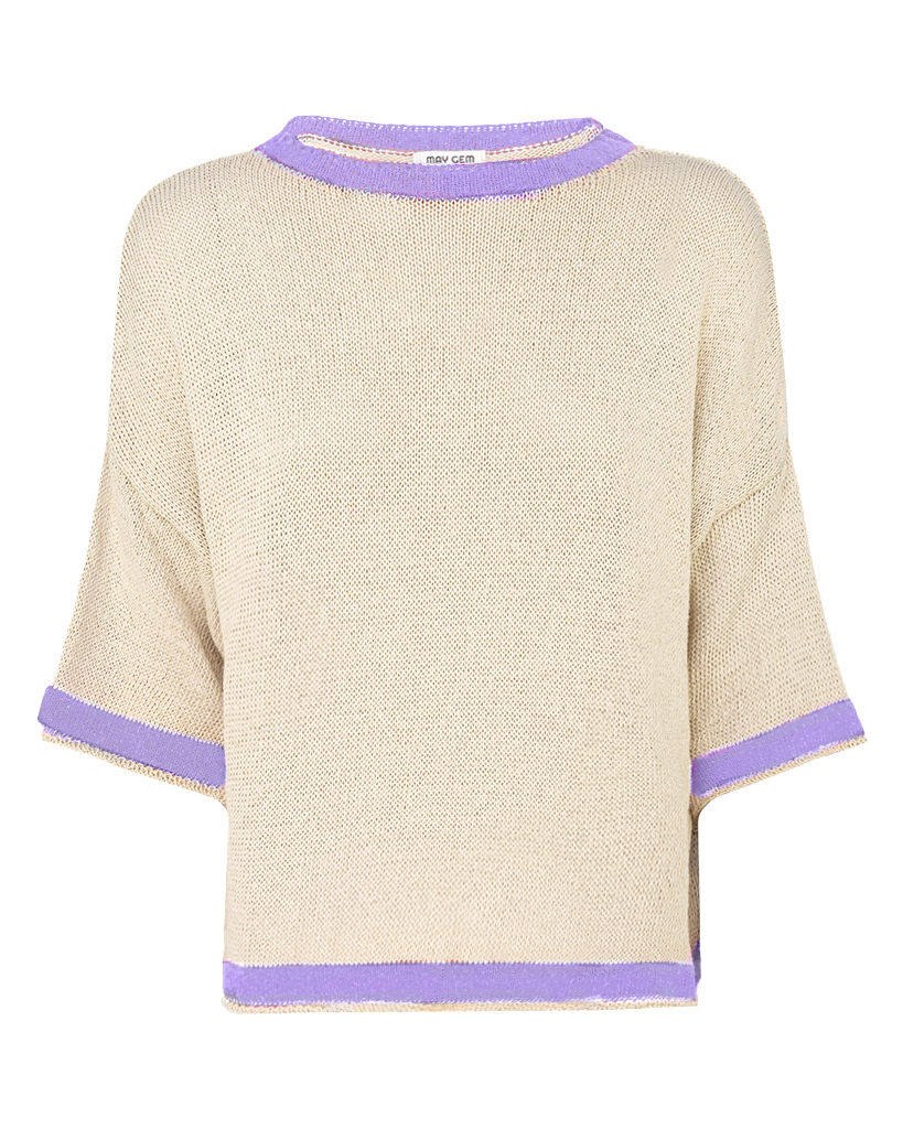 Strick Shirt mit farbigem Rand