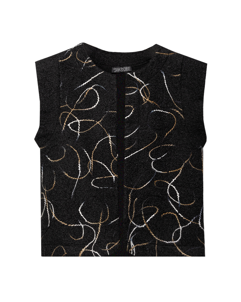 Ärmellose und Offene Weste mit geschwungenem Linienmuster Ärmellose und Offene Weste mit geschwungenem Linienmuster