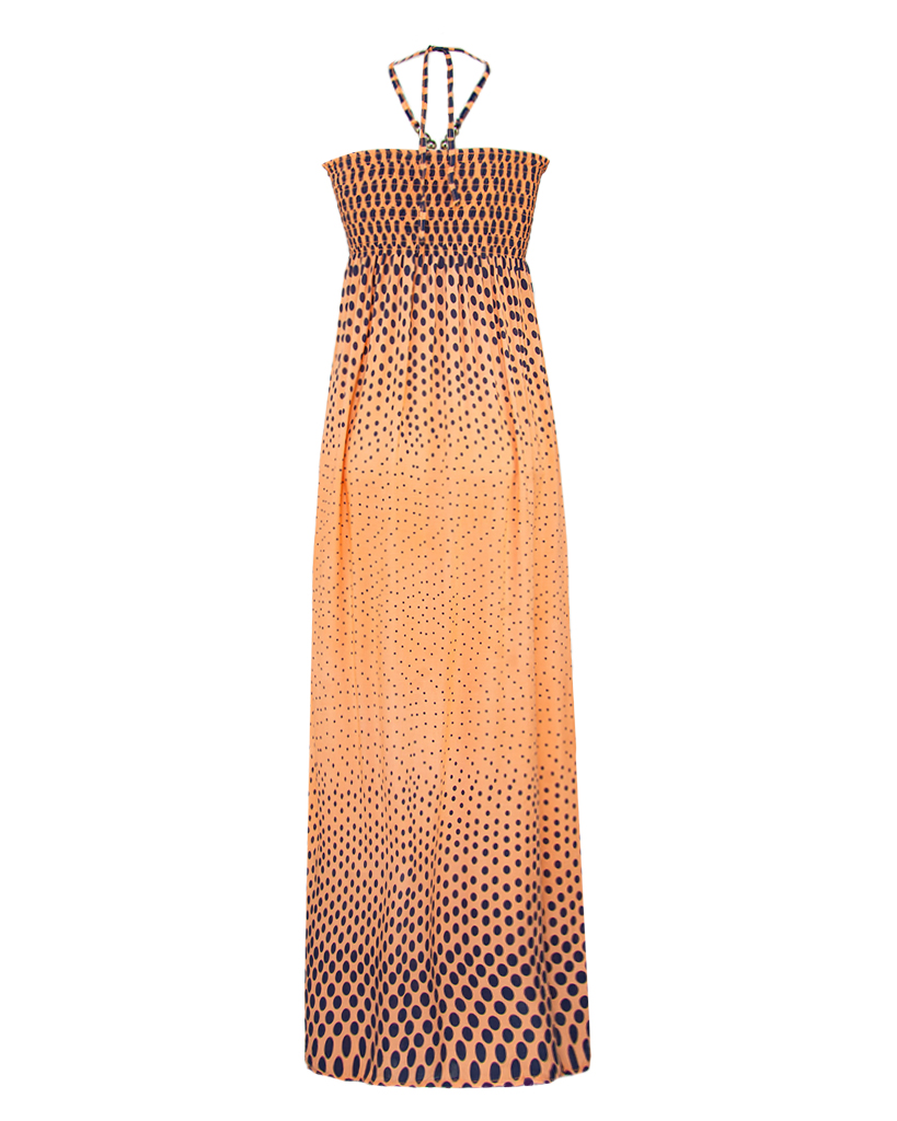 langes Bandeau-Kleid mit Pünktchen-Muster langes Bandeau-Kleid mit Pünktchen-Muster