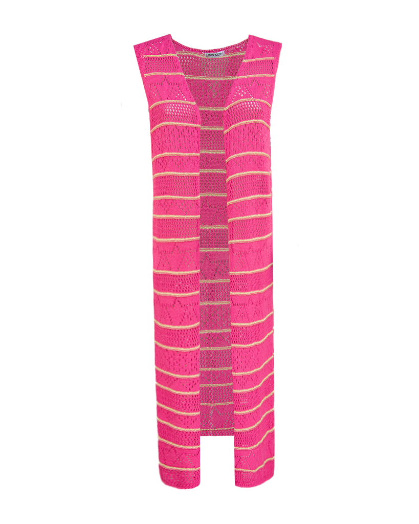 midi Strick Weste mit Lurex-Streifen