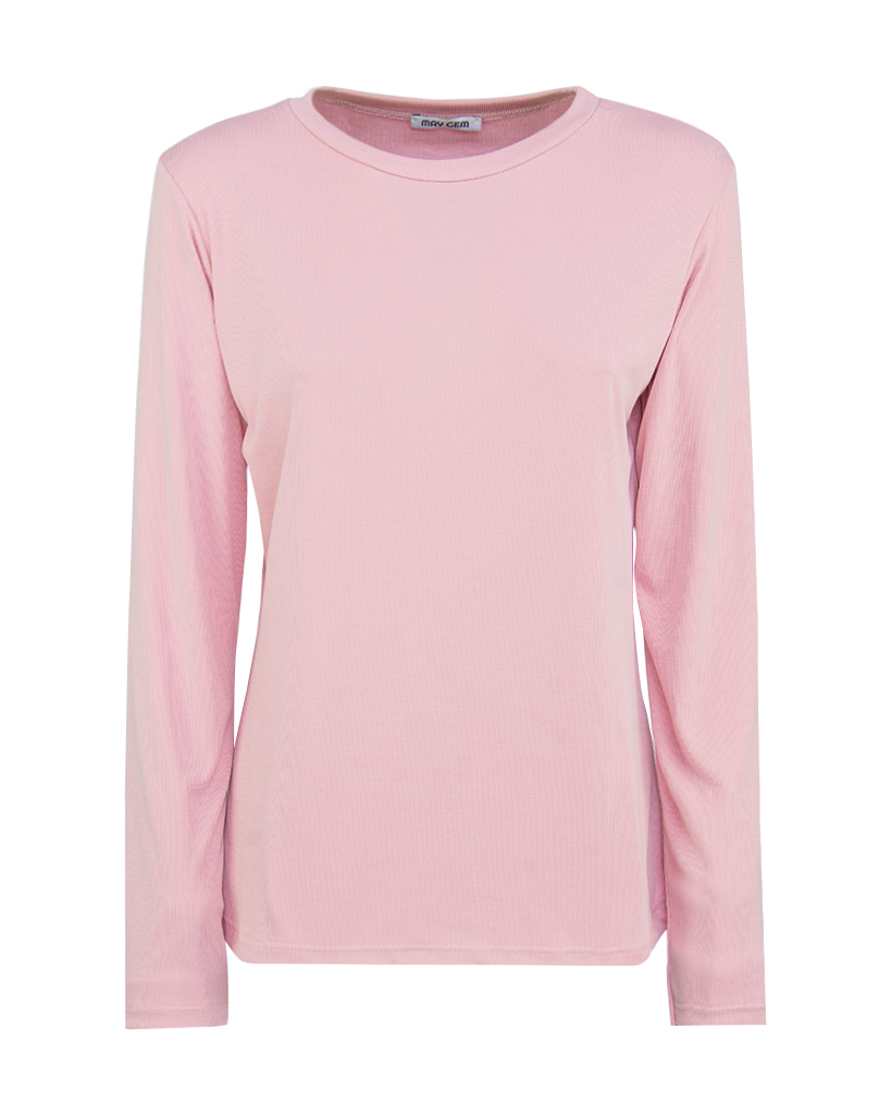 Basic langarm Shirt gerippt