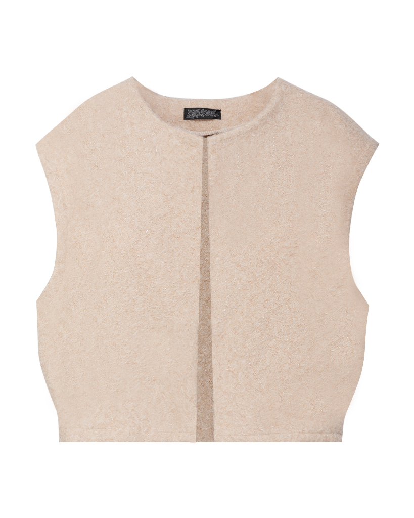 Ärmellose und Knopflose Strickweste mit Lurex