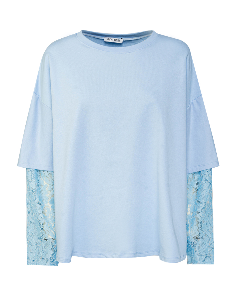 T-Shirt mit Spitzenärmeln