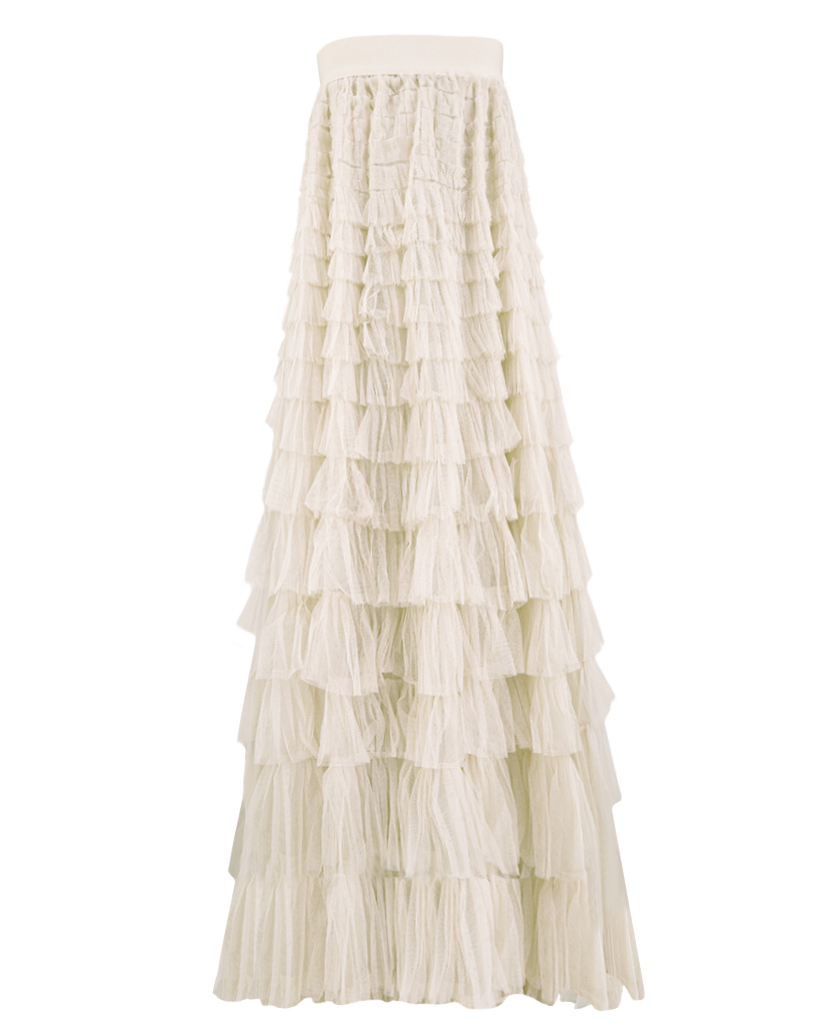 Midi Tüll Stufen Rock Midi Tüll Stufen Rock