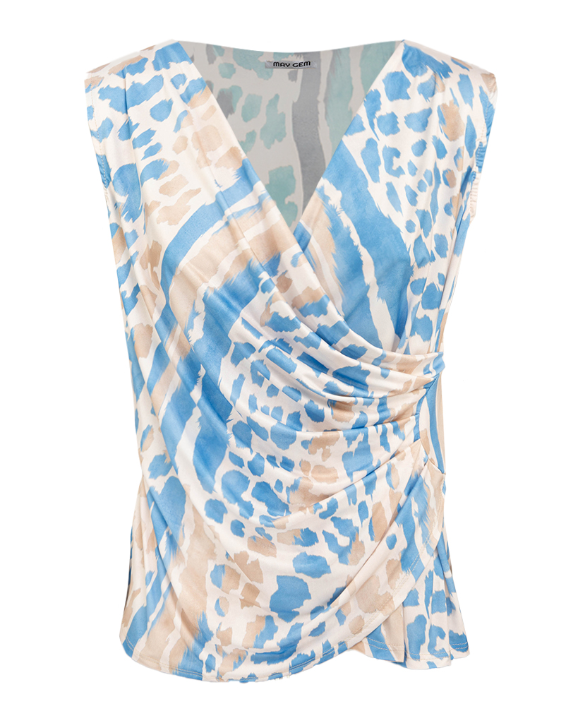 Animal Print Top mit gekreuzter Raffung auf der Vorderseite Animal Print Top mit gekreuzter Raffung auf der Vorderseite