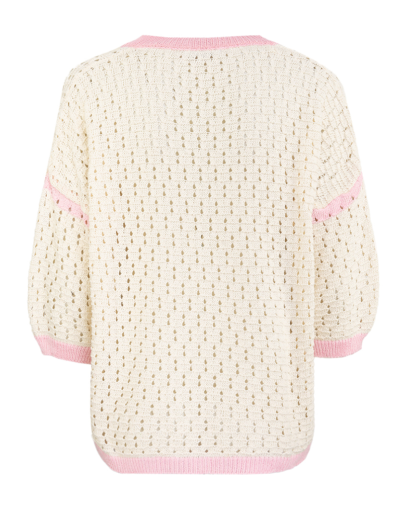 T-Shirt aus Strick Oversize mit V-Ausschnitt und Kragen