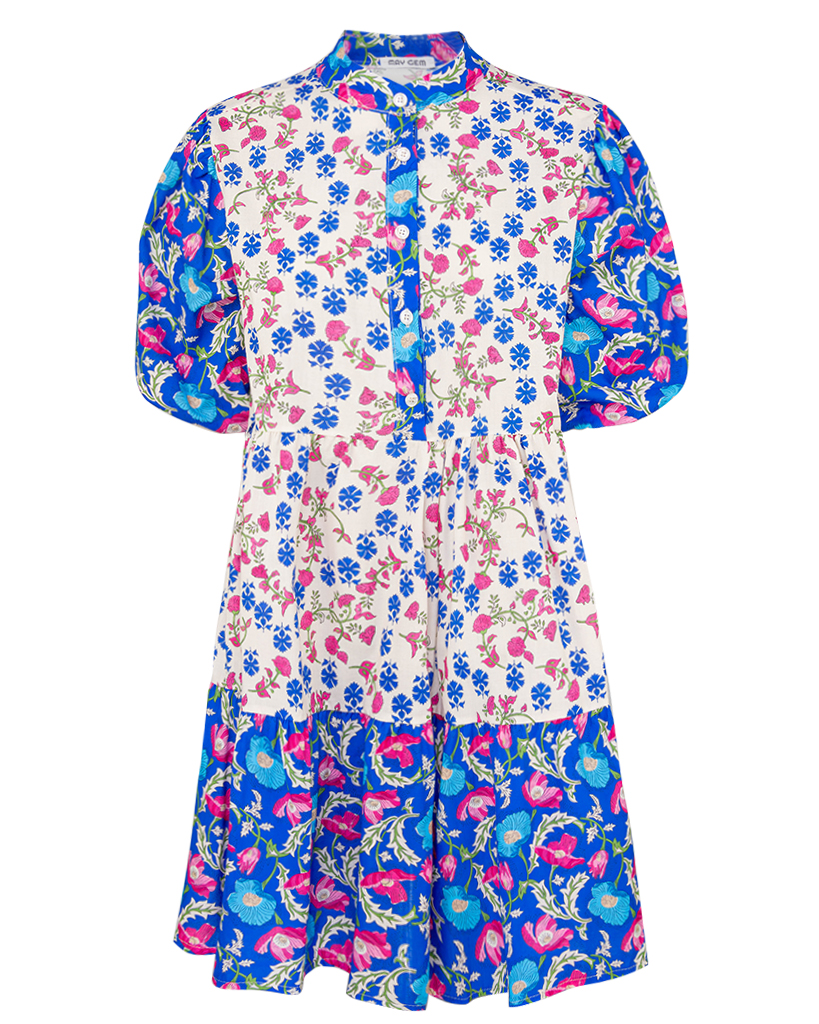 kurzes Tunika-Kleid mit Blumen Muster Print kurzes Tunika-Kleid mit Blumen Muster Print