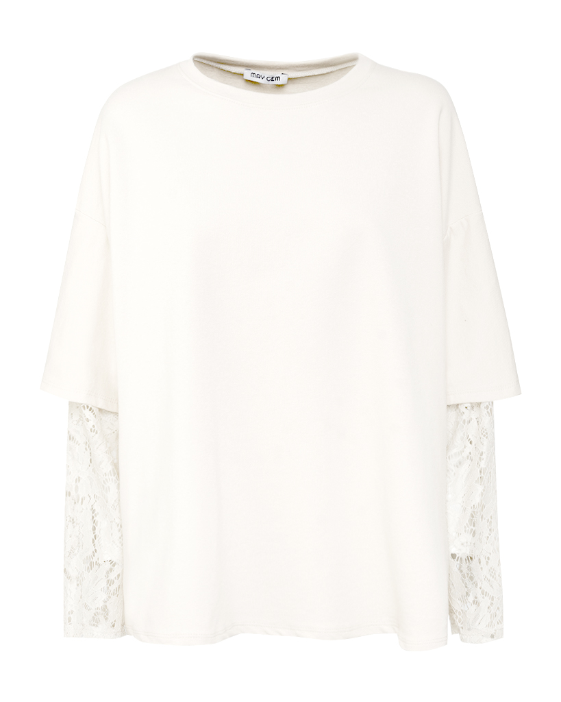T-Shirt mit Spitzenärmeln T-Shirt mit Spitzenärmeln