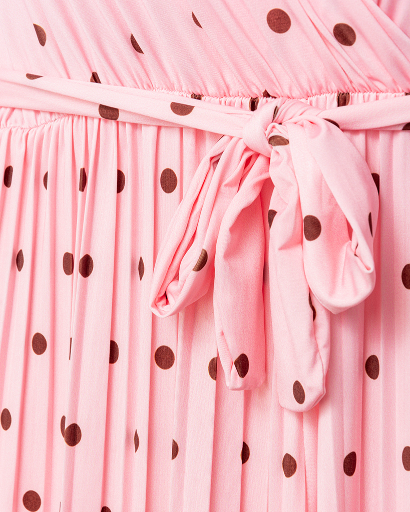 Fließender V-Wickel Jumpsuit mit Polka Dots & Taillenbindegürtel