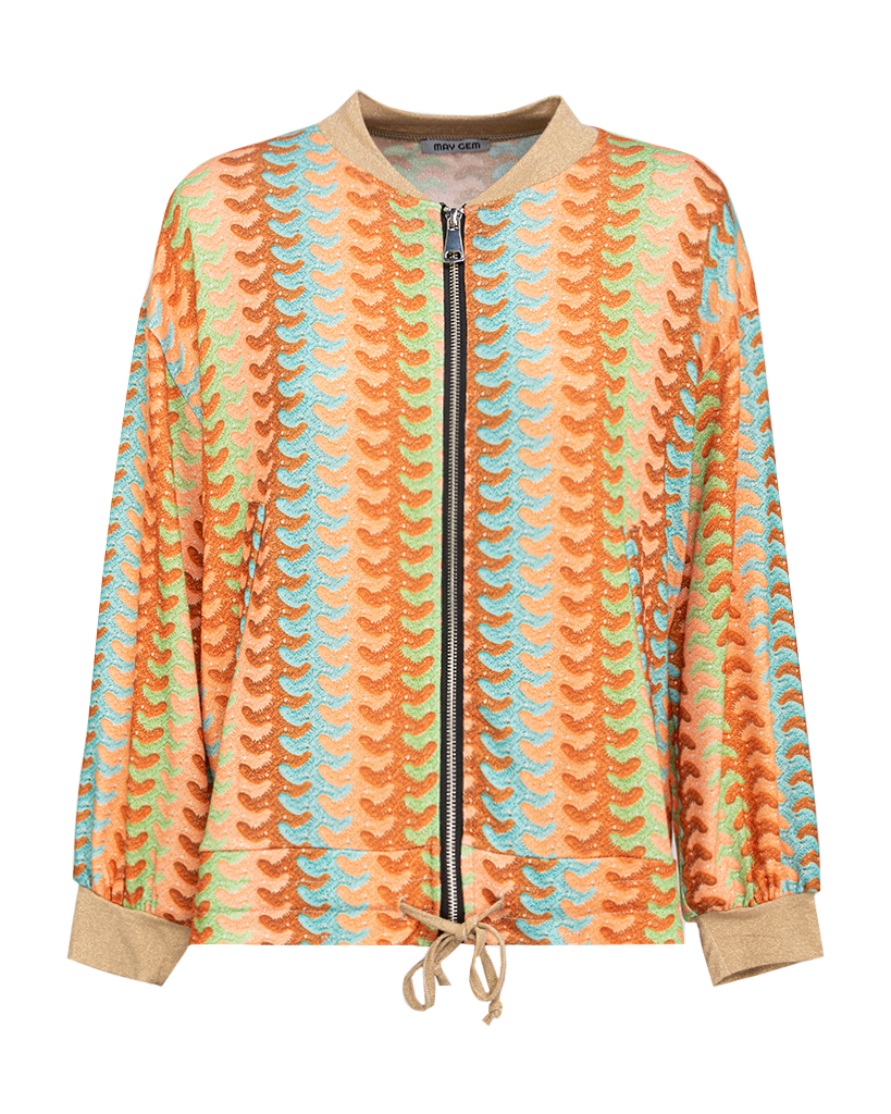 Feinstrick Jacke mit Lurex Muster
