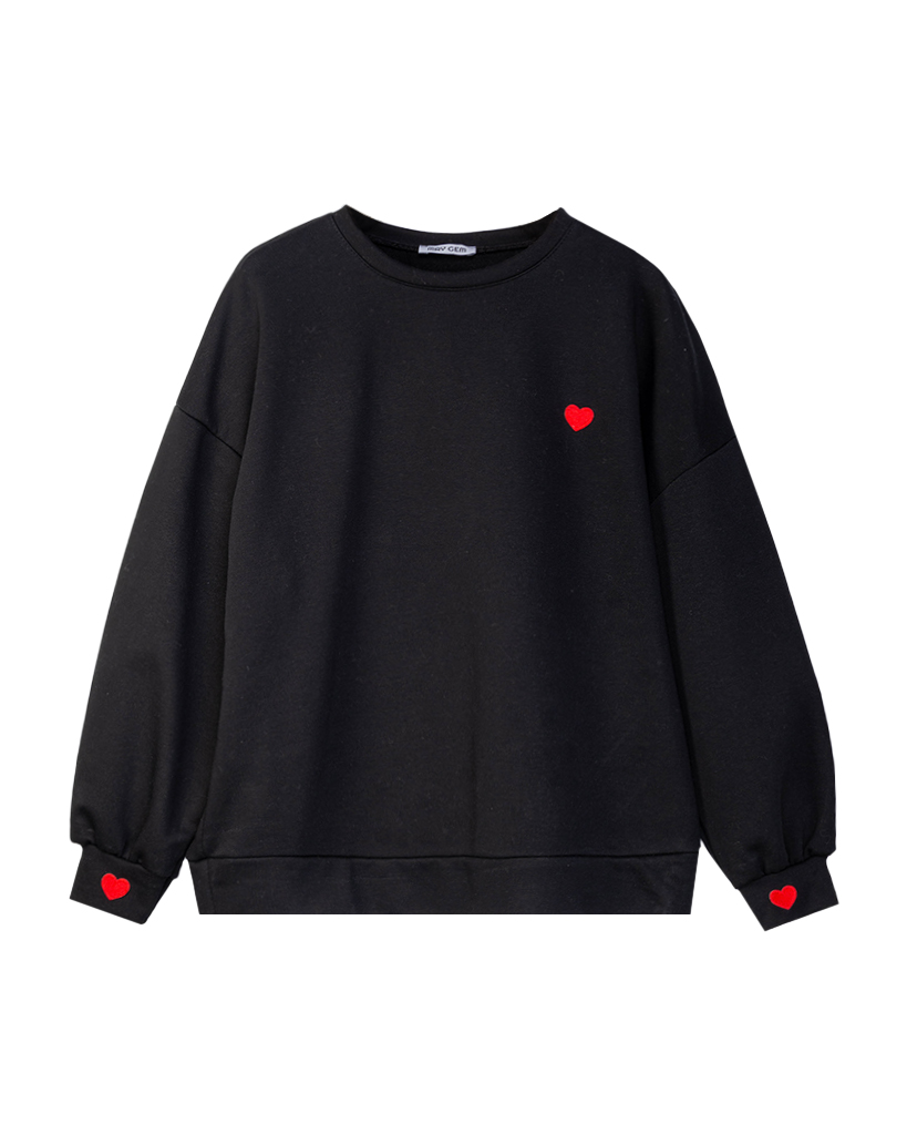 Oversize-Pullover mit Herz-Patches Oversize-Pullover mit Herz-Patches