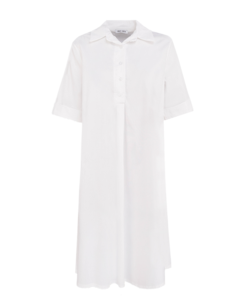 Midi Hemdblusen Kleid mit Eingriffstaschen