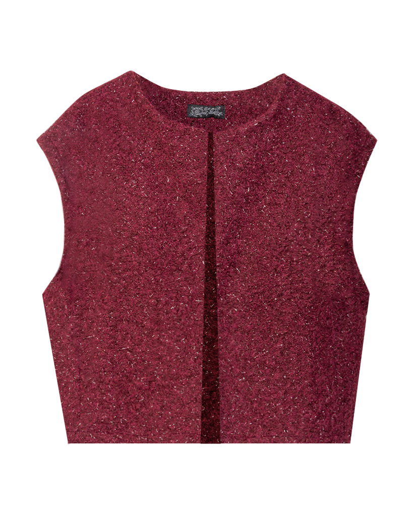 Ärmellose und Knopflose Strickweste mit Lurex