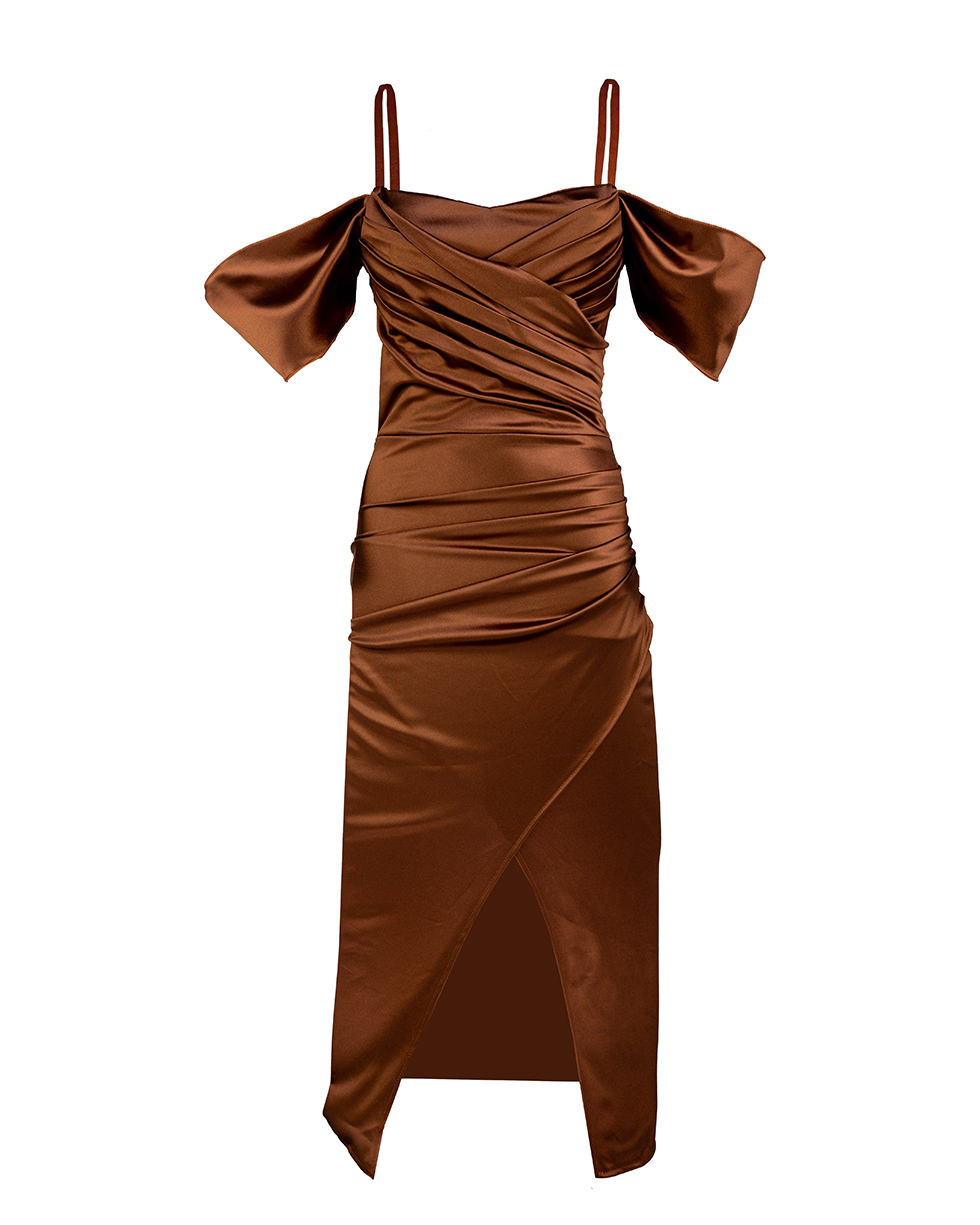 Satin Abendkleid mit Wickeloptik