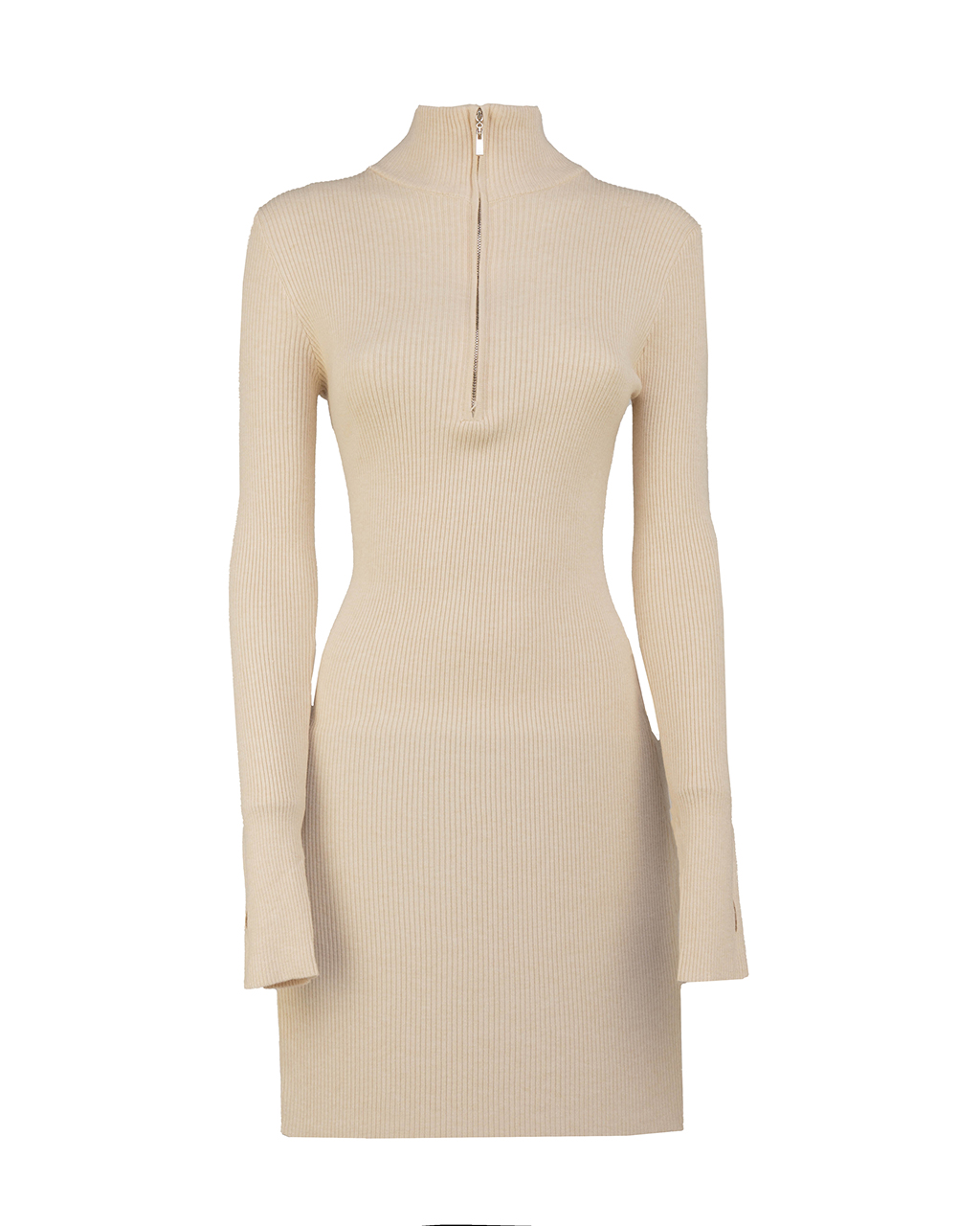 kurzes Feinstrick Kleid mit Reißverschluss am Hals