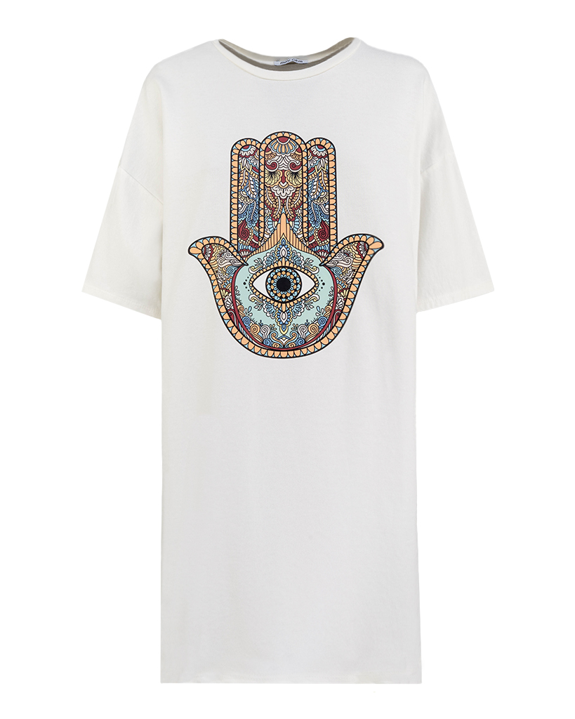 langes T-Shirt mit Print: Hand der Shiva