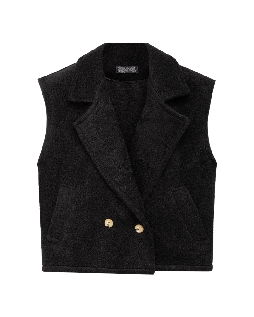 Filz Weste mit Kragen und Fronttasche Filz Weste mit Kragen und Fronttasche