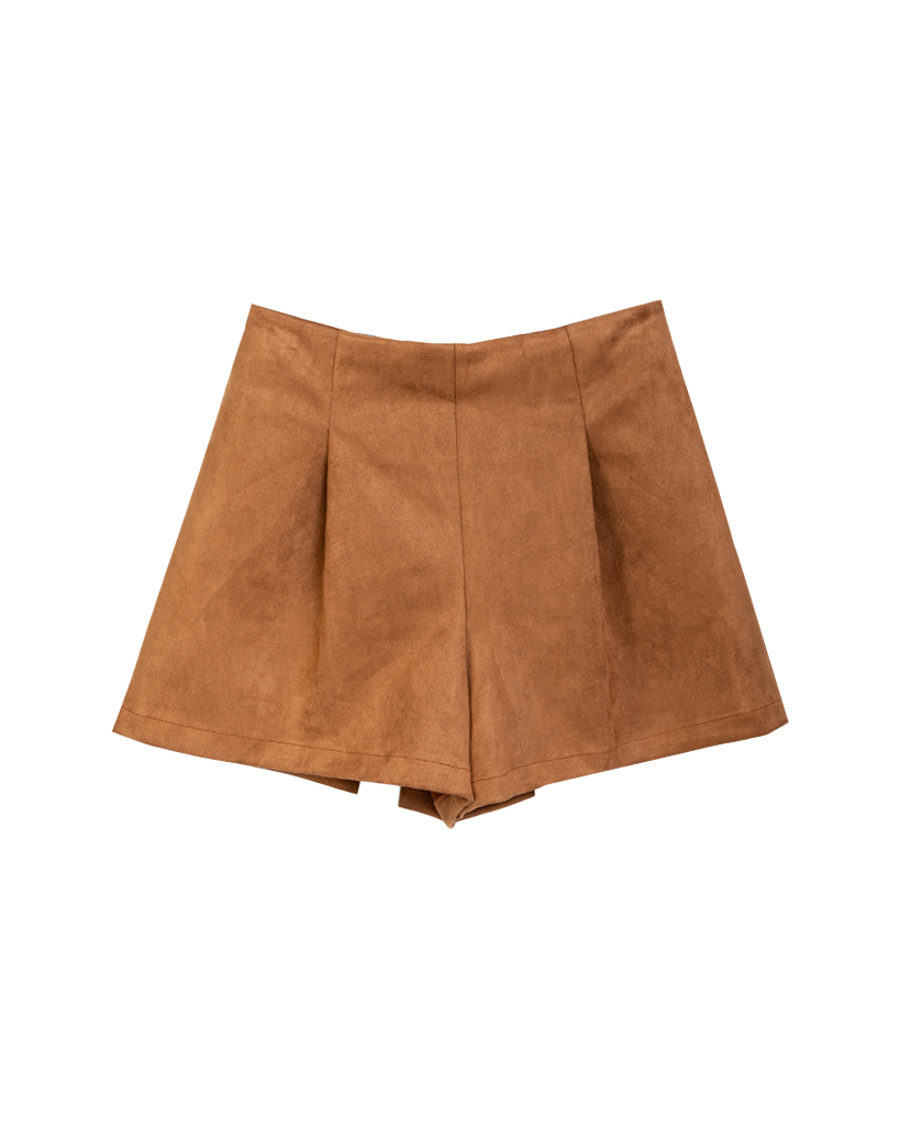 Velour Leder Shorts mit halber gummiband