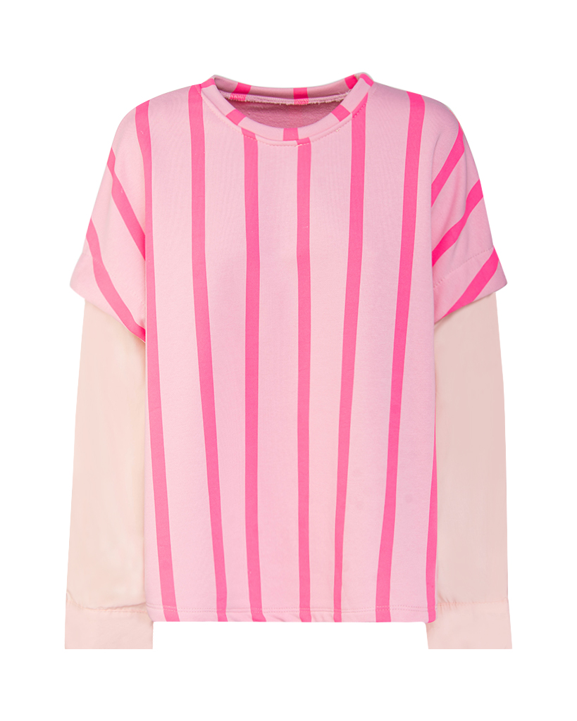 Längsgestreiftes Sweatshirt mit Blusenärmeln