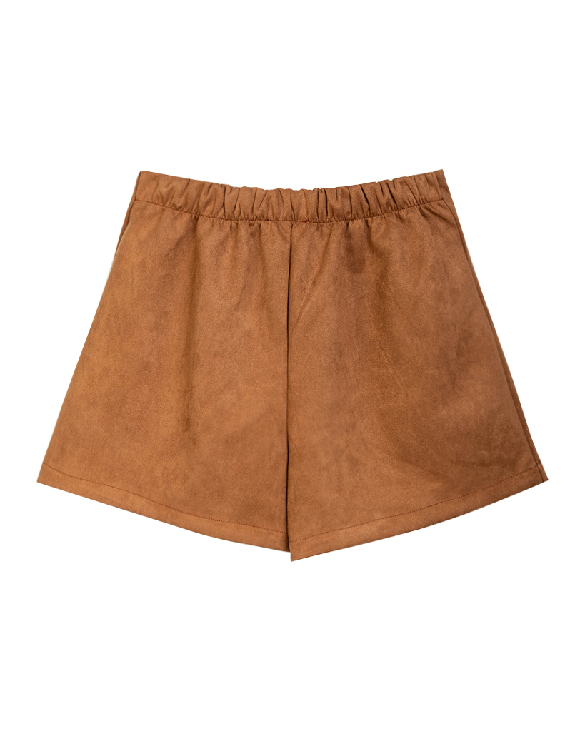 Velour Leder Shorts mit halber gummiband