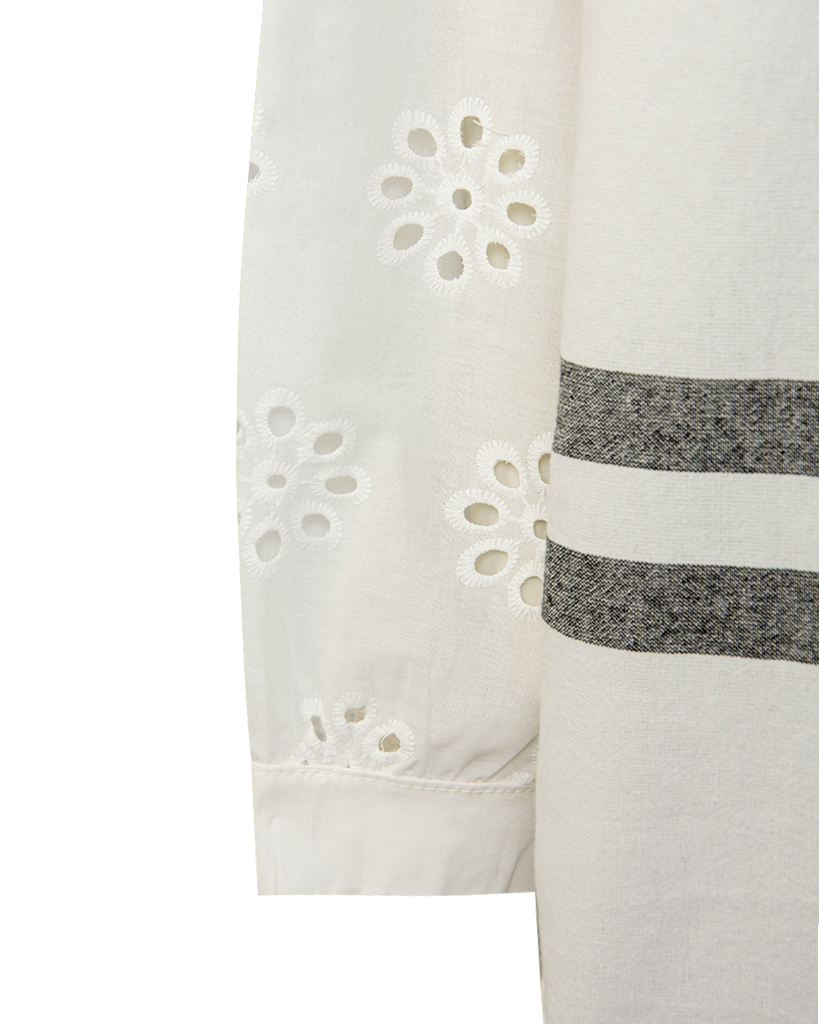 Hemdbluse Lochstrick und karriert Hemdbluse Lochstrick und karriert