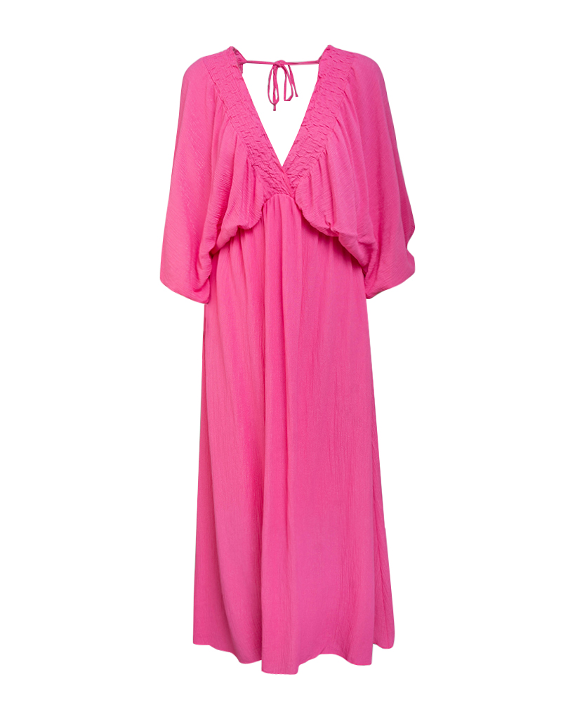 Maxi Kleid Kreppstoff tiefer Ausschnitt