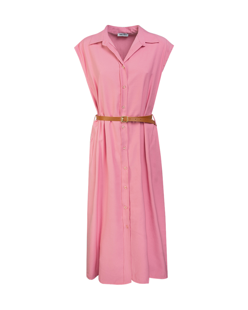 Midi Kleid mit Gürtel und Taschen