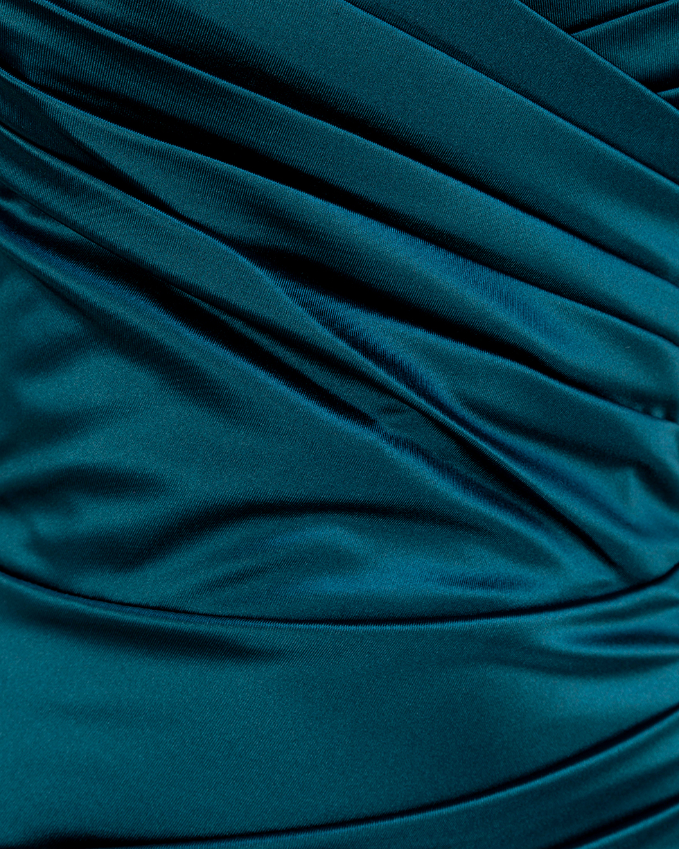 Satin Abendkleid mit Wickeloptik