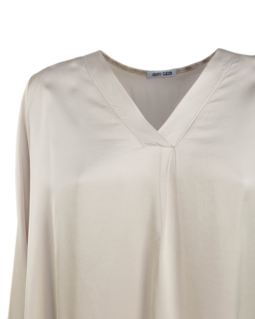 Uni Viskose Bluse mit V-Ausschnitt Uni Viskose Bluse mit V-Ausschnitt