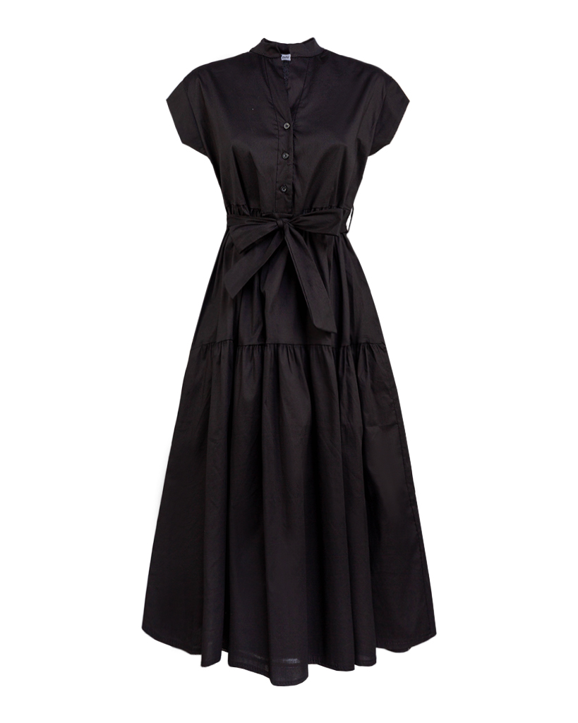 Kleid mit kurzen Ärmeln und Gürtel