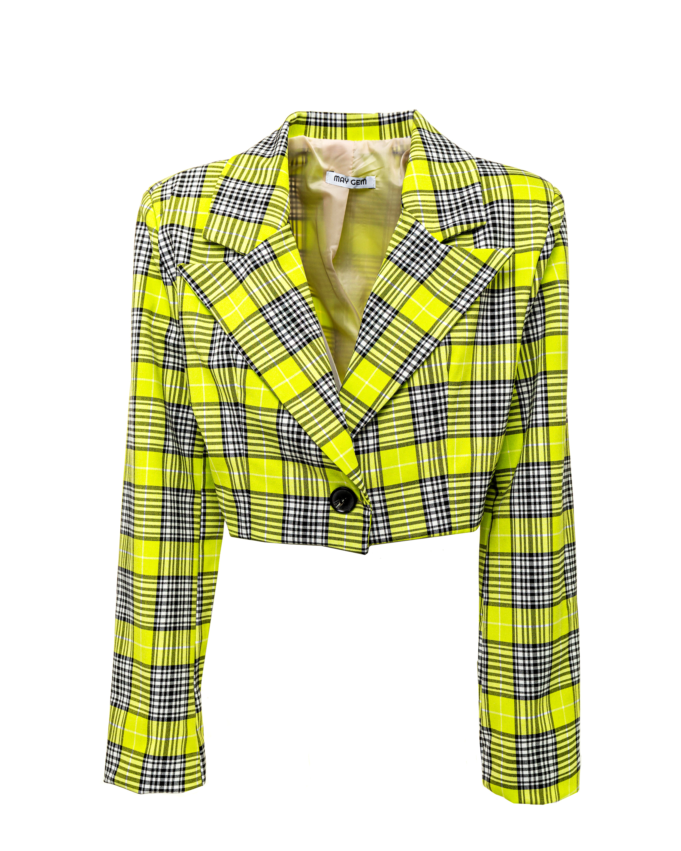 Set: 2-Teiler cropped Karo-Blazer