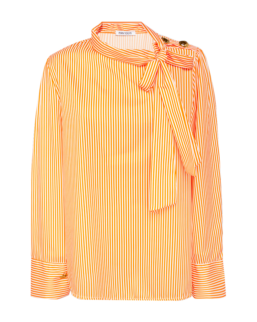 Bluse gestreift mit Schleife am Hals