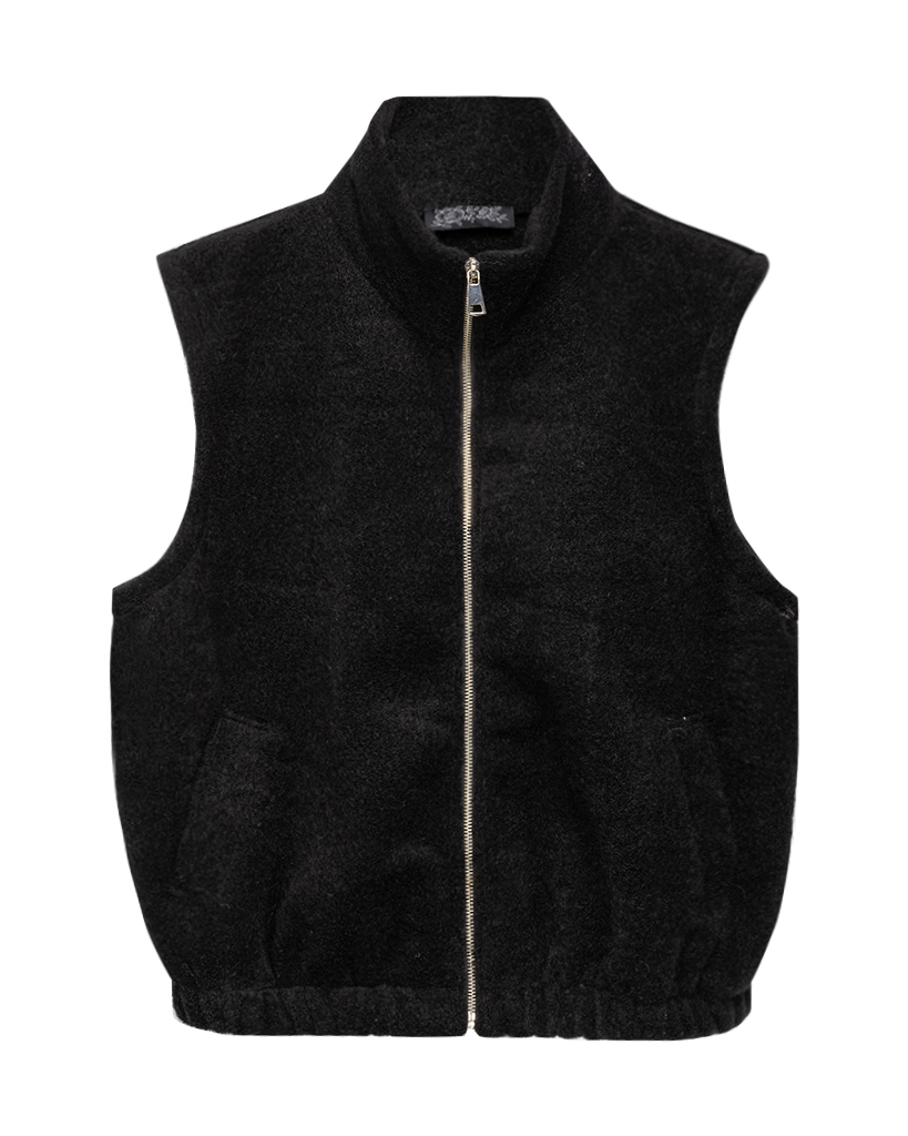 Ärmellose Filzweste mit Reißverschluss und Fronttasche