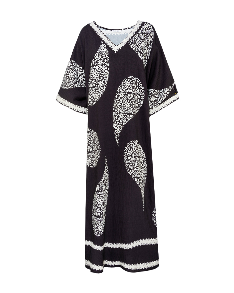 Tunika Kleid mit Print und V-Ausschnitt
