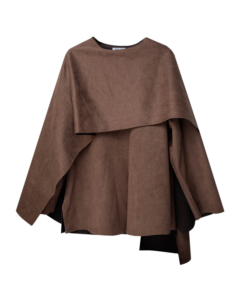 Velour Leder Poncho Jacke Velour Leder Poncho Jacke