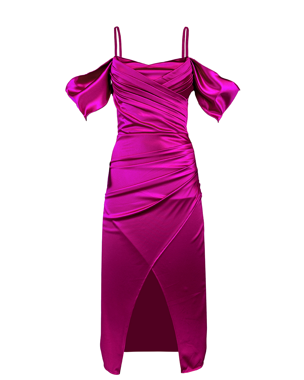 Satin Abendkleid mit Wickeloptik