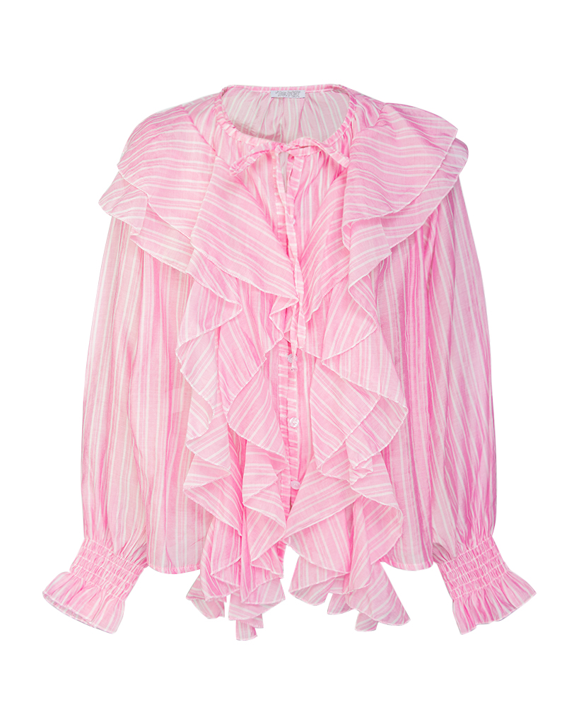 Volant Bluse mit Streifenmuster – Federleicht & Feminin Volant Bluse mit Streifenmuster – Federleicht & Feminin