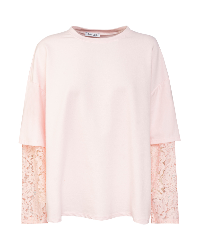 T-Shirt mit Spitzenärmeln T-Shirt mit Spitzenärmeln