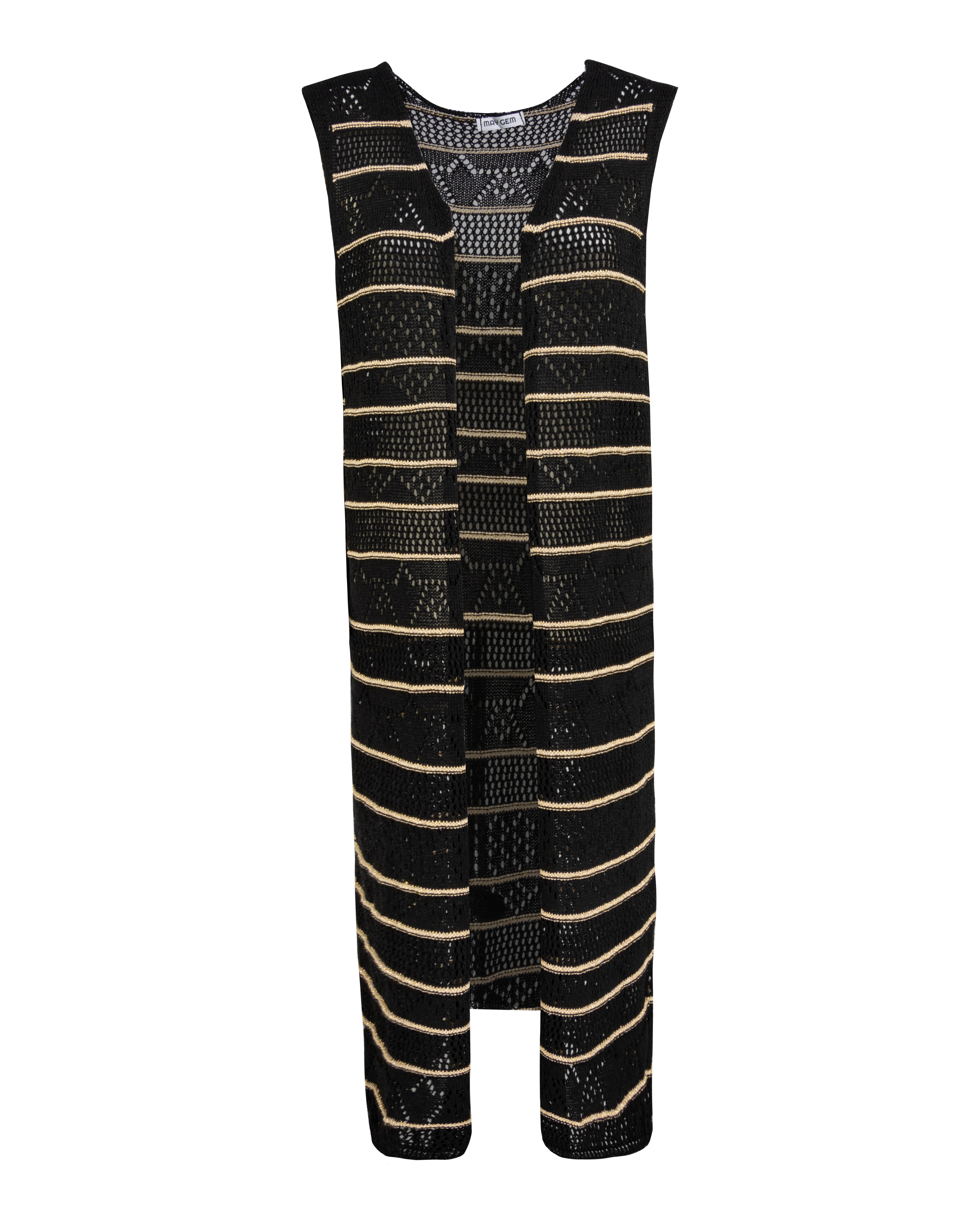 midi Strick Weste mit Lurex-Streifen midi Strick Weste mit Lurex-Streifen