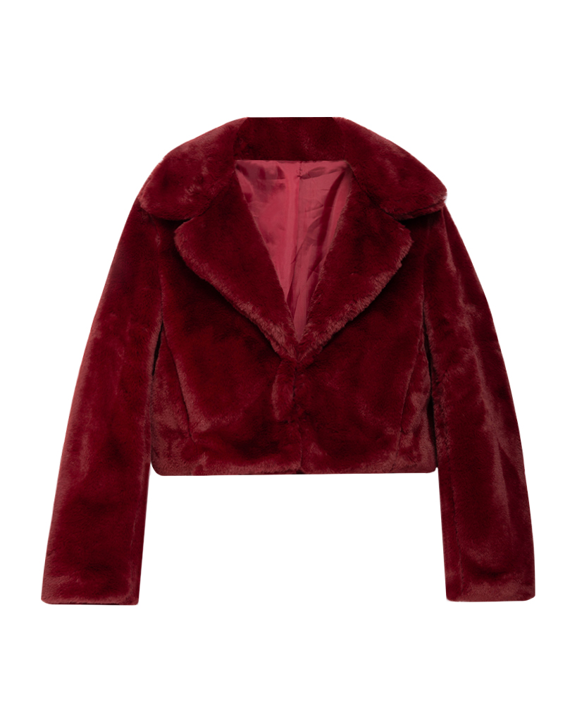 Flauschiger kurzer Kunstfell Mantel 