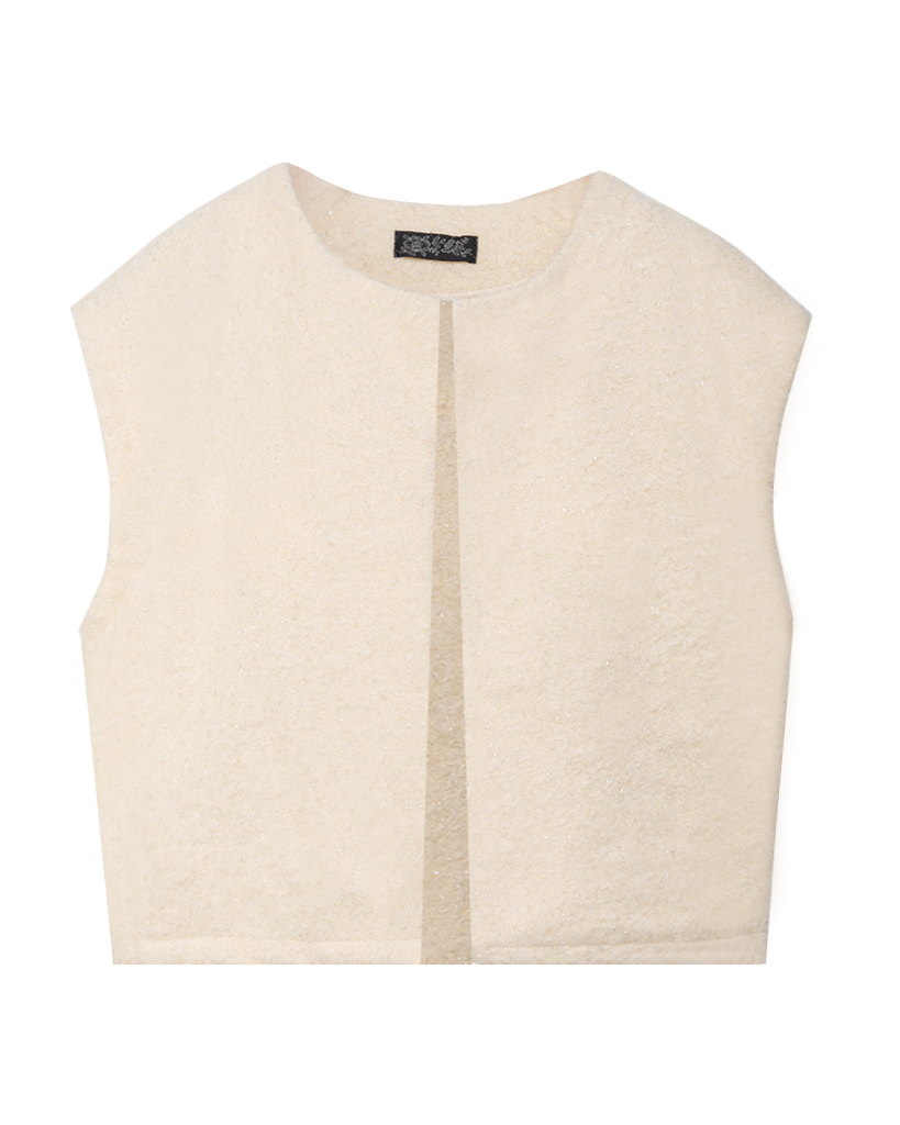 Ärmellose und Knopflose Strickweste mit Lurex