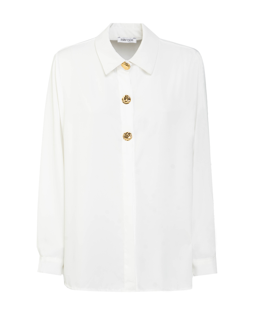 Bluse mit goldenen Knöpfen Bluse mit goldenen Knöpfen