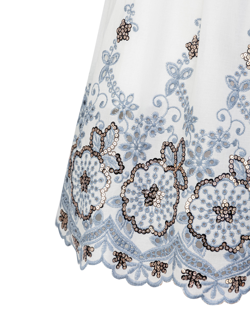 Baumwoll Short mit Stickerei, Pailletten und Taschen Baumwoll Short mit Stickerei, Pailletten und Taschen