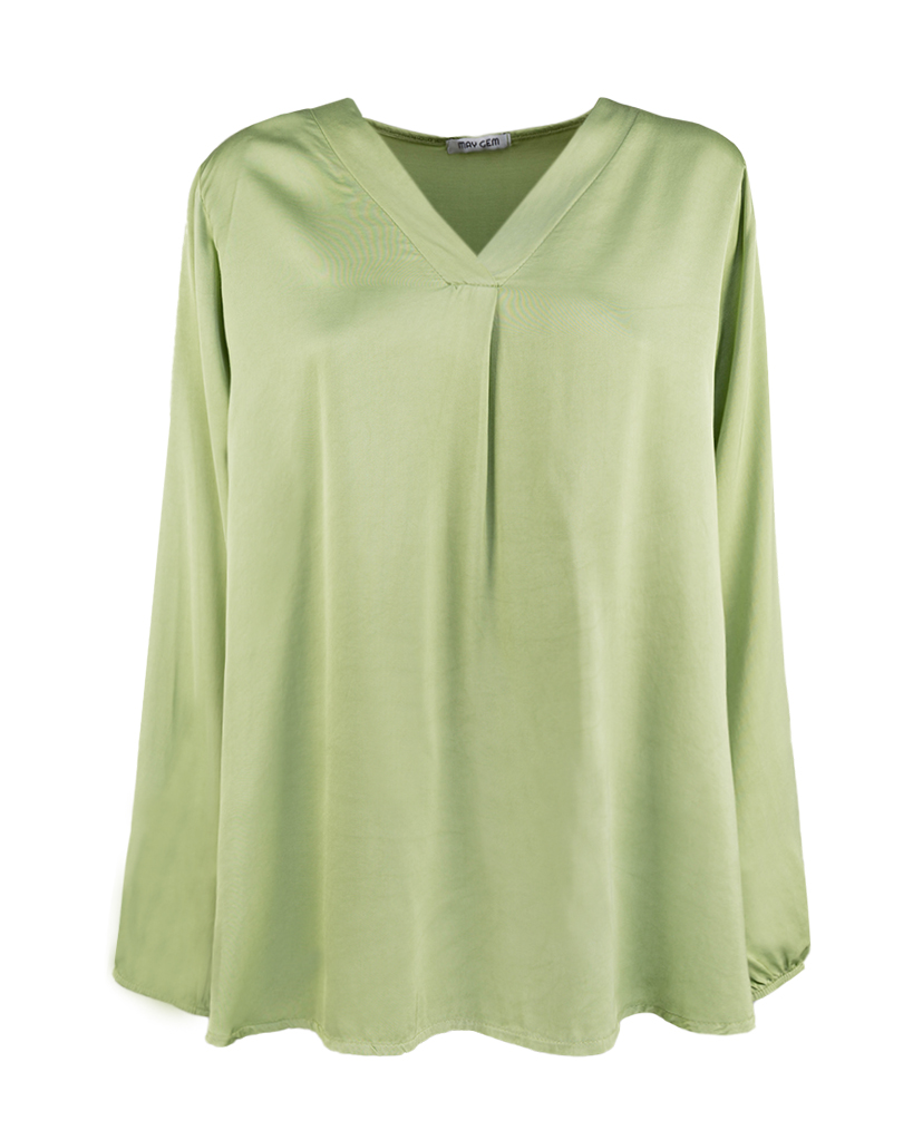 Uni Viskose Bluse mit V-Ausschnitt