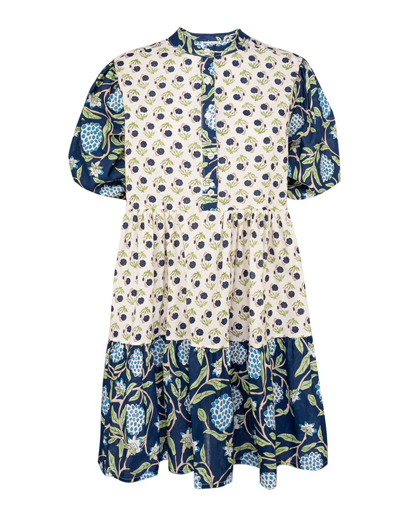 kurzes Tunika-Kleid mit Blumen und Beeren Muster Print kurzes Tunika-Kleid mit Blumen und Beeren Muster Print