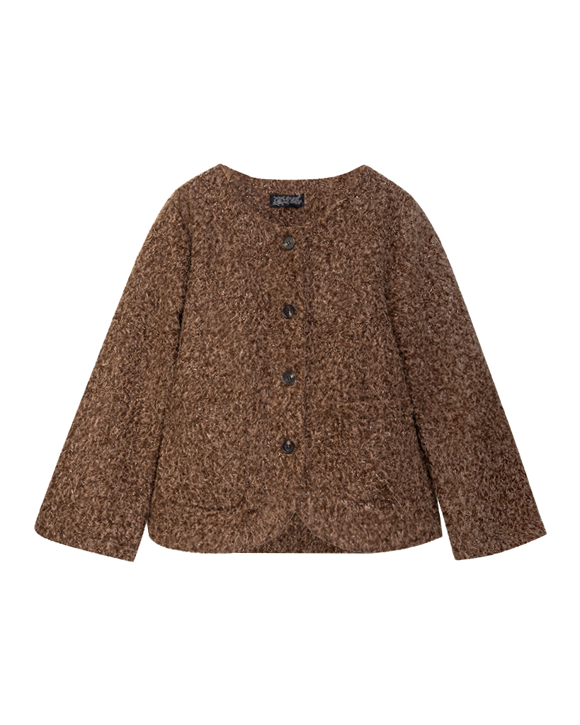 Lurex Strickjacke mit Knöpfe und Fronttasche