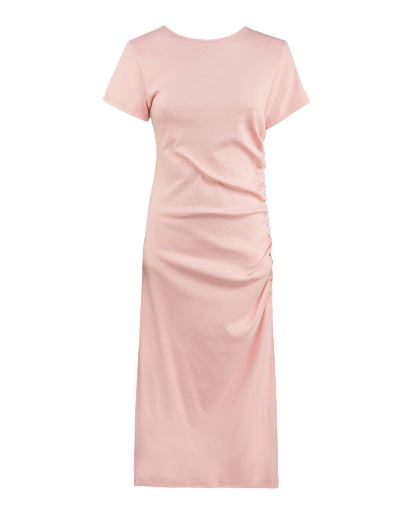 enges T-Shirt-Kleid mit seitlicher Raffung links