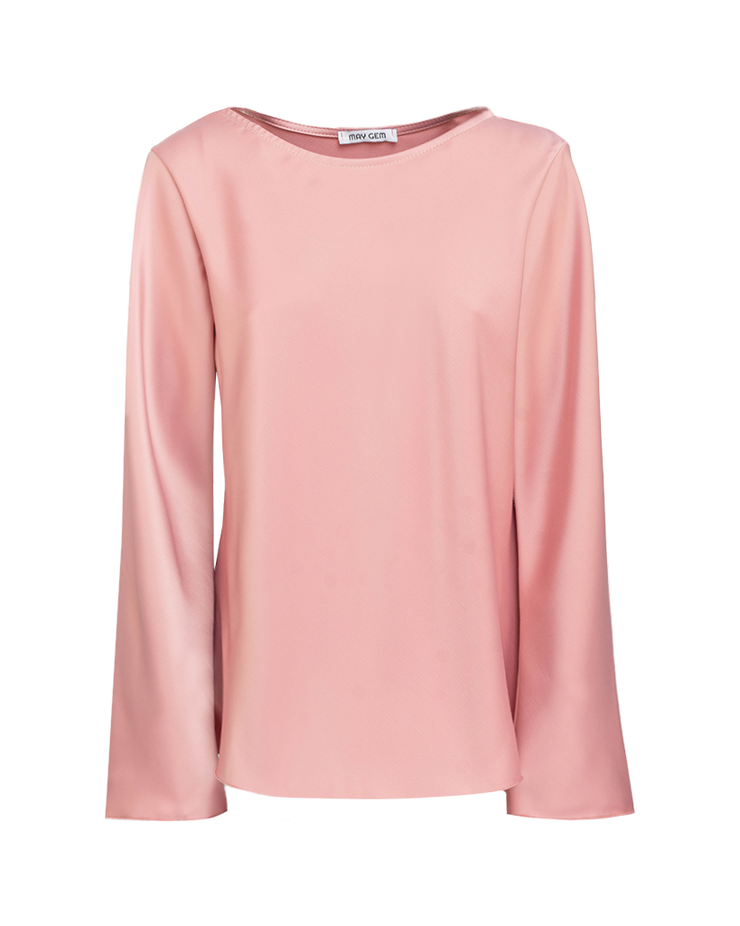 Satin langarm Bluse
