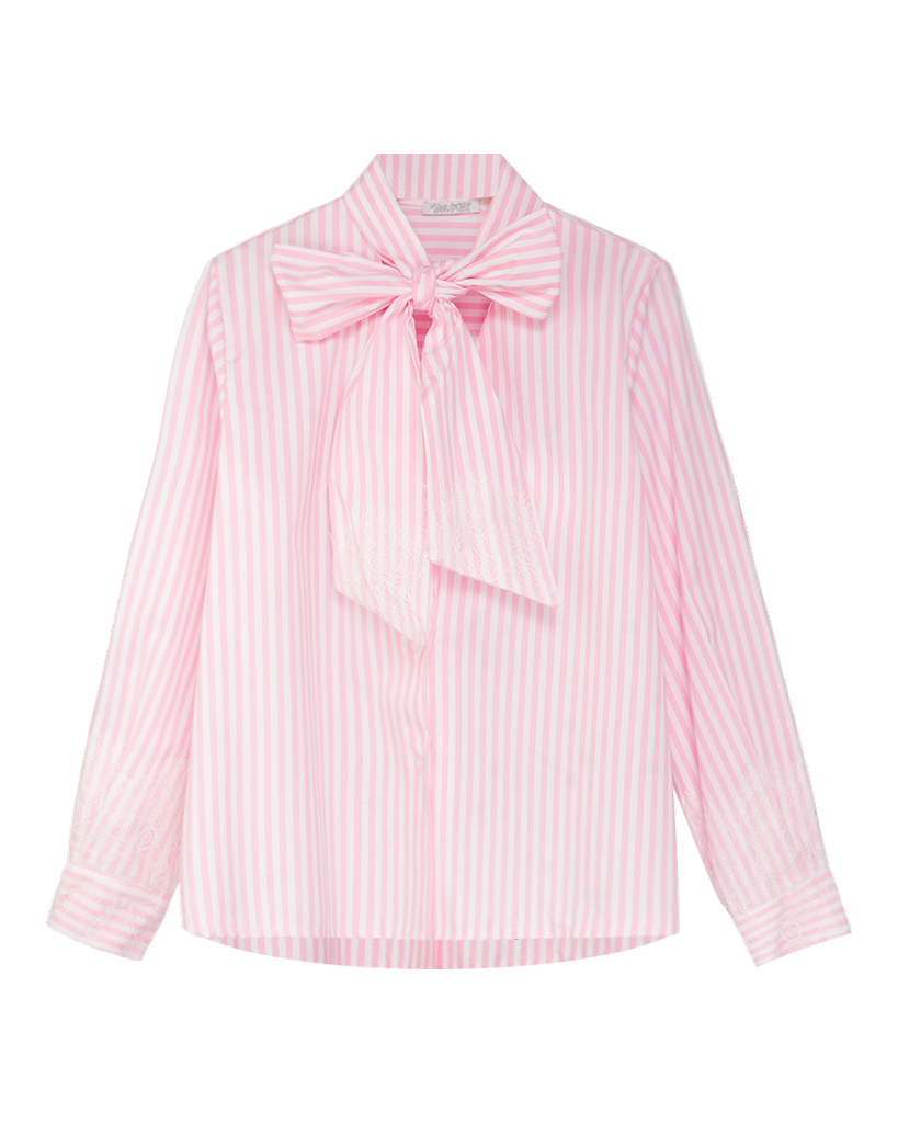 Gestreifte Bluse mit großer Schleife