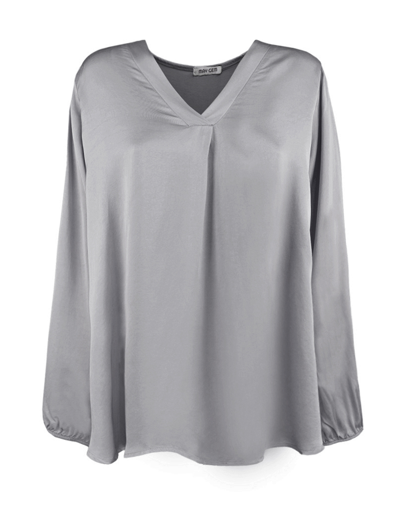 Uni Viskose Bluse mit V-Ausschnitt Uni Viskose Bluse mit V-Ausschnitt